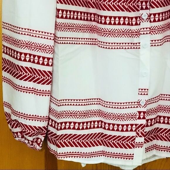 Boho‎ Peasant Blouse White & Red Size Large - Picture 3 of 9